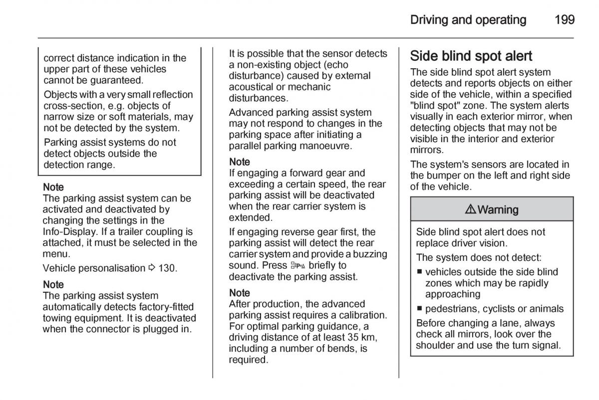 Opel Zafira C Tourer owners manual / page 201