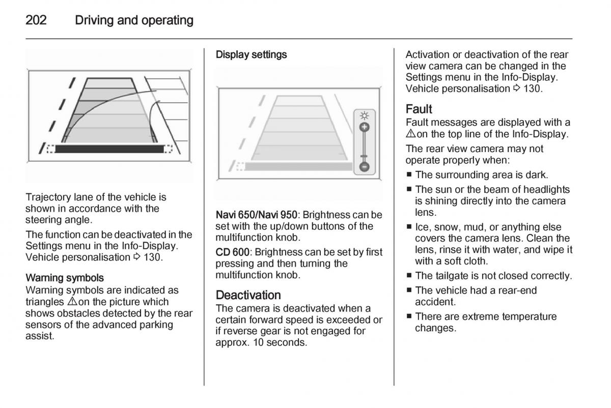 Opel Zafira C Tourer owners manual / page 204