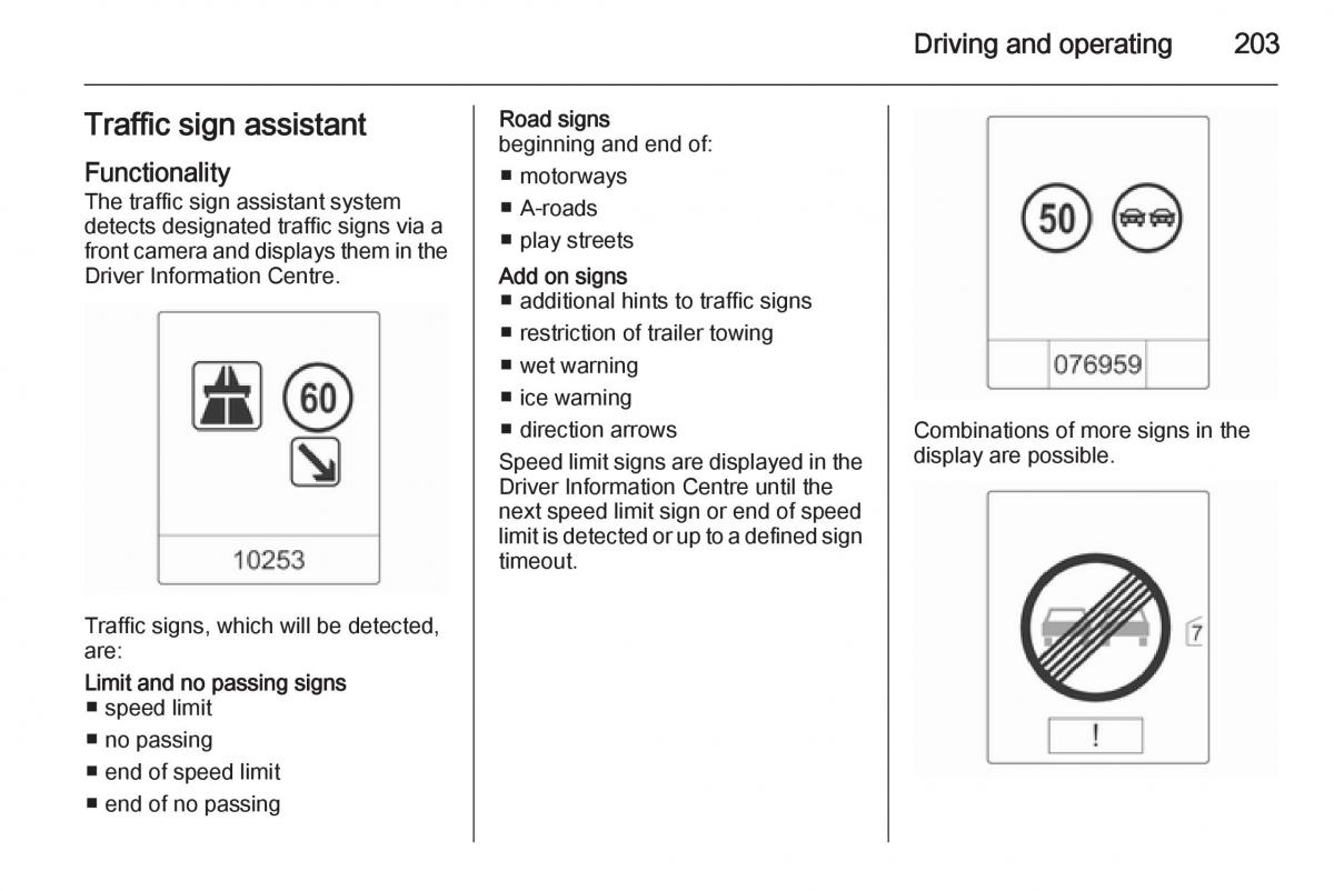 Opel Zafira C Tourer owners manual / page 205