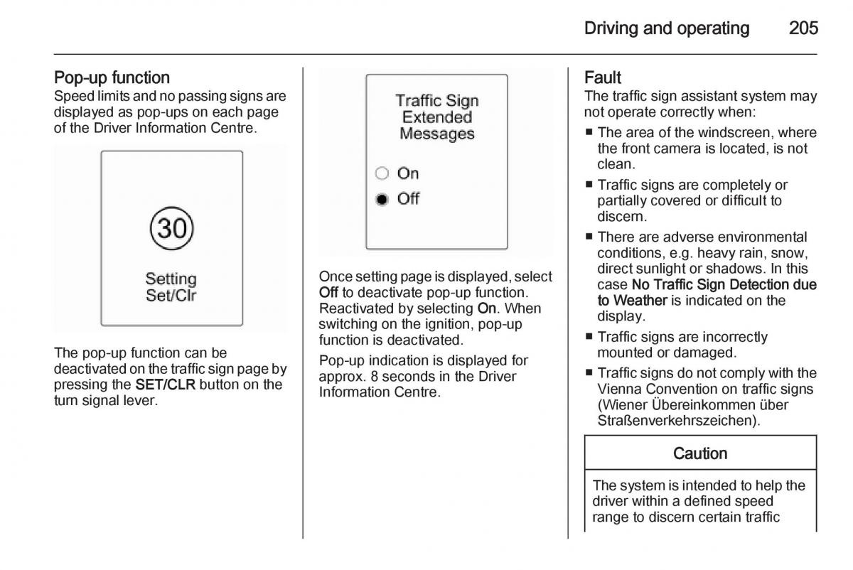 Opel Zafira C Tourer owners manual / page 207