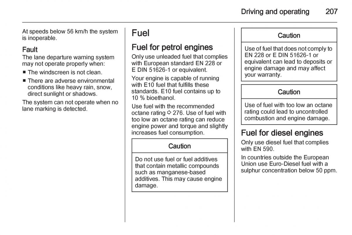 Opel Zafira C Tourer owners manual / page 209