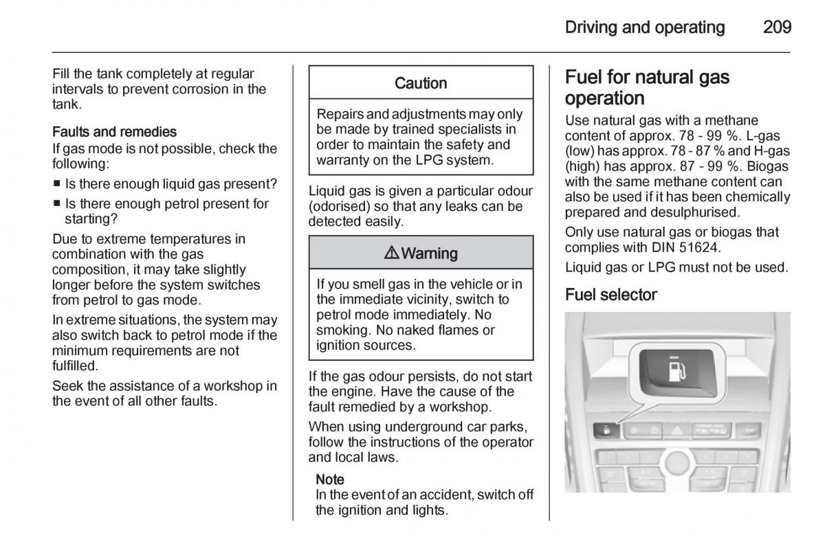 Opel Zafira C Tourer owners manual / page 211