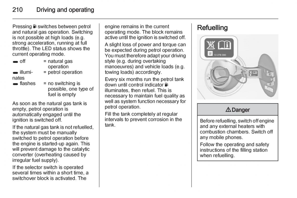 Opel Zafira C Tourer owners manual / page 212