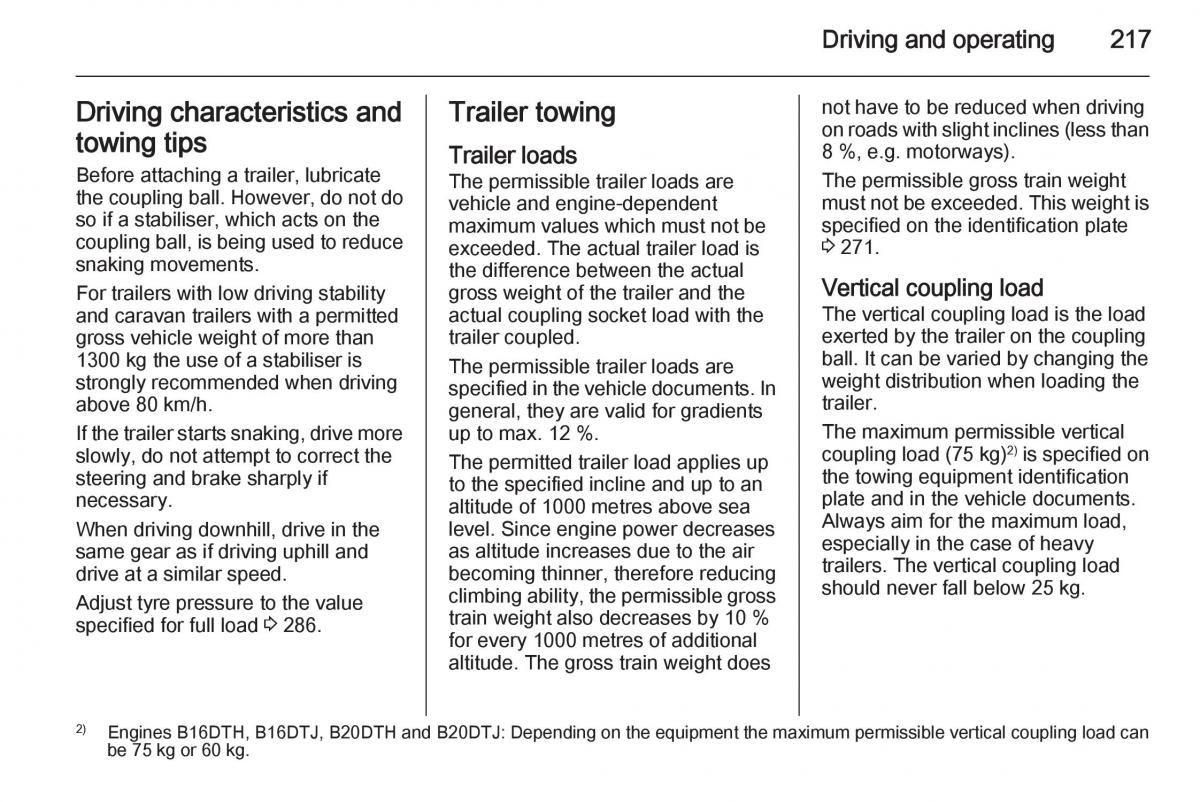 Opel Zafira C Tourer owners manual / page 219