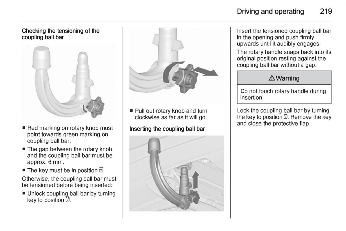 Opel Zafira C Tourer owners manual / page 221