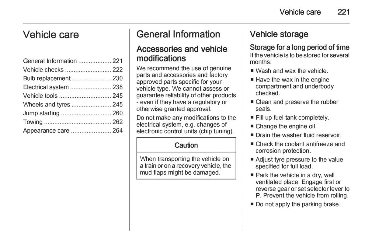 Opel Zafira C Tourer owners manual / page 223