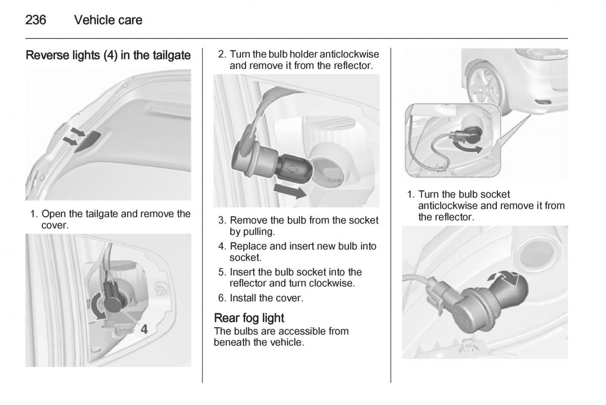 Opel Zafira C Tourer owners manual / page 238