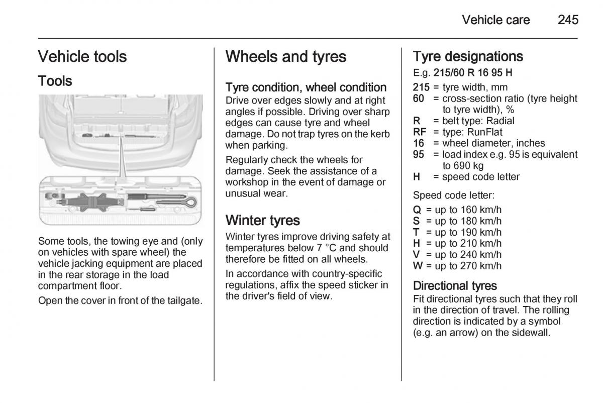 Opel Zafira C Tourer owners manual / page 247