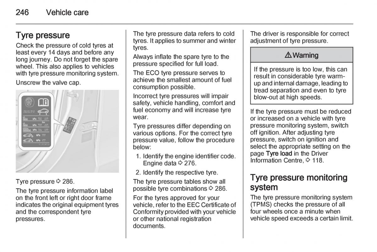 Opel Zafira C Tourer owners manual / page 248