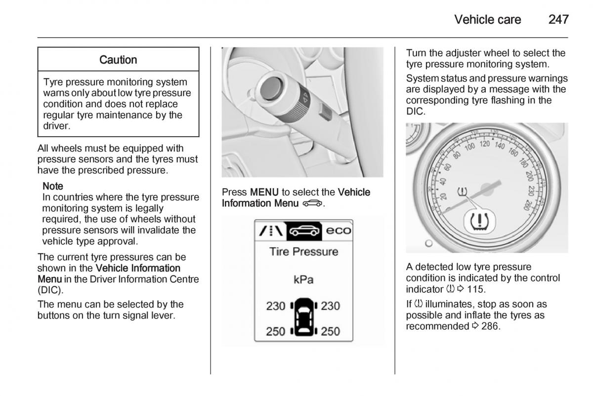 Opel Zafira C Tourer owners manual / page 249