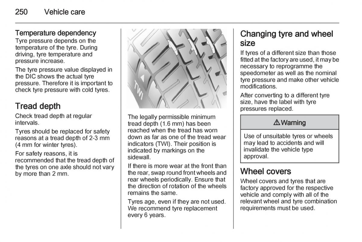 Opel Zafira C Tourer owners manual / page 252