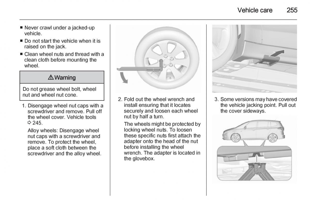 Opel Zafira C Tourer owners manual / page 257