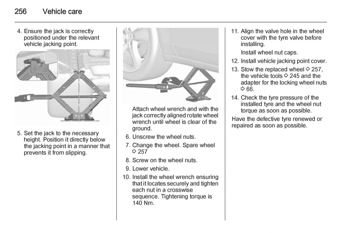 Opel Zafira C Tourer owners manual / page 258