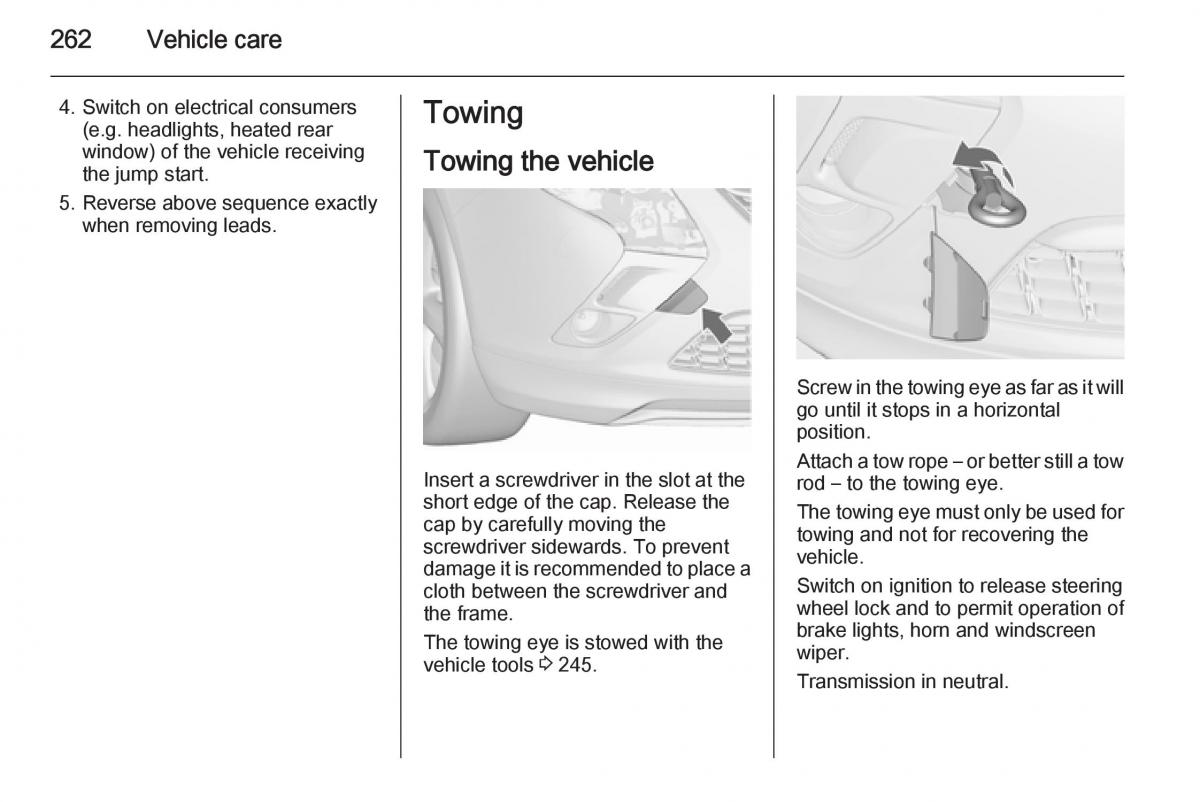 Opel Zafira C Tourer owners manual / page 264