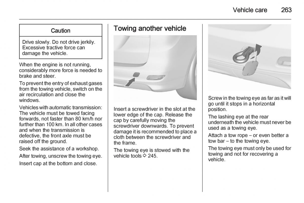 Opel Zafira C Tourer owners manual / page 265