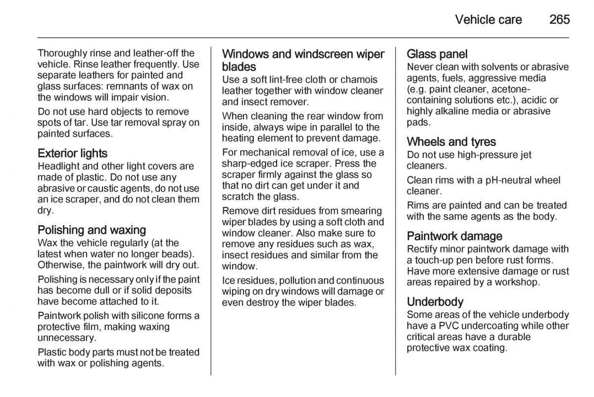 Opel Zafira C Tourer owners manual / page 267