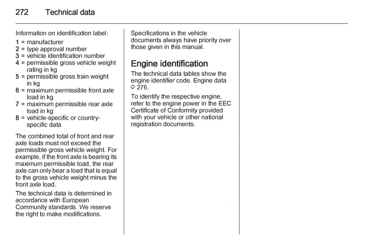 Opel Zafira C Tourer owners manual / page 274