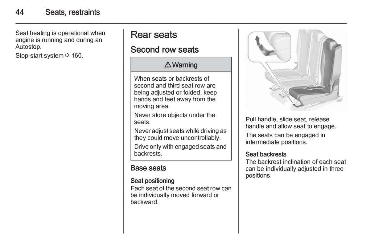 Opel Zafira C Tourer owners manual / page 46