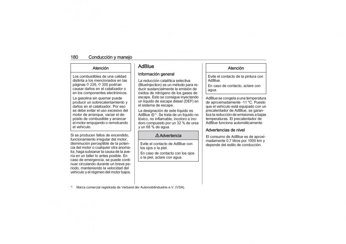 Opel Zafira C Tourer manual del propietario / page 182