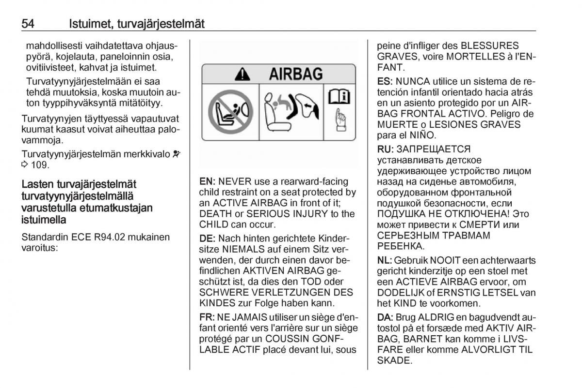 Opel Zafira C Tourer omistajan kasikirja / page 56