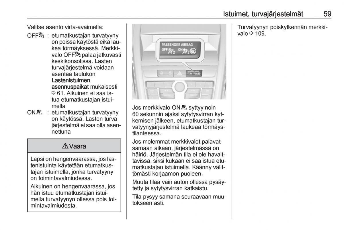 Opel Zafira C Tourer omistajan kasikirja / page 61