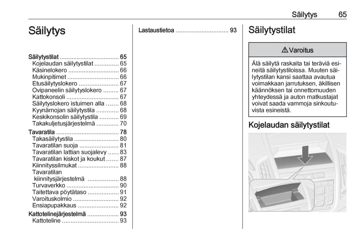 Opel Zafira C Tourer omistajan kasikirja / page 67