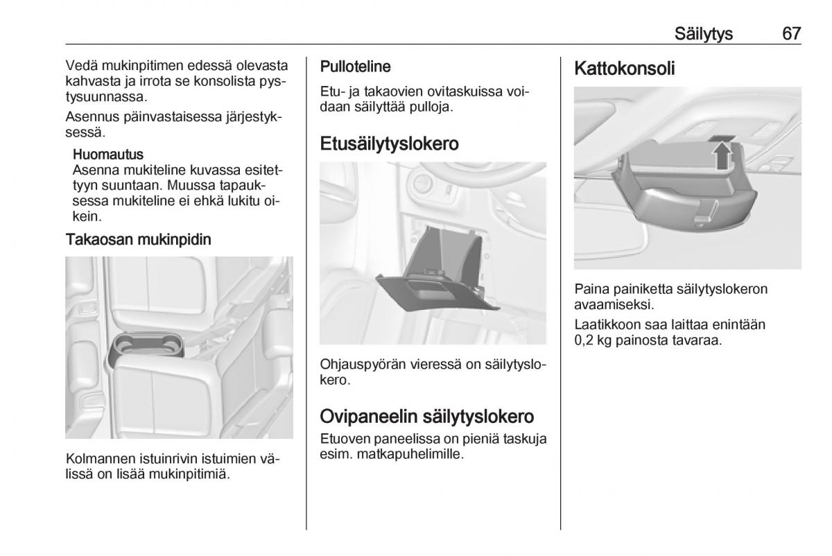 Opel Zafira C Tourer omistajan kasikirja / page 69