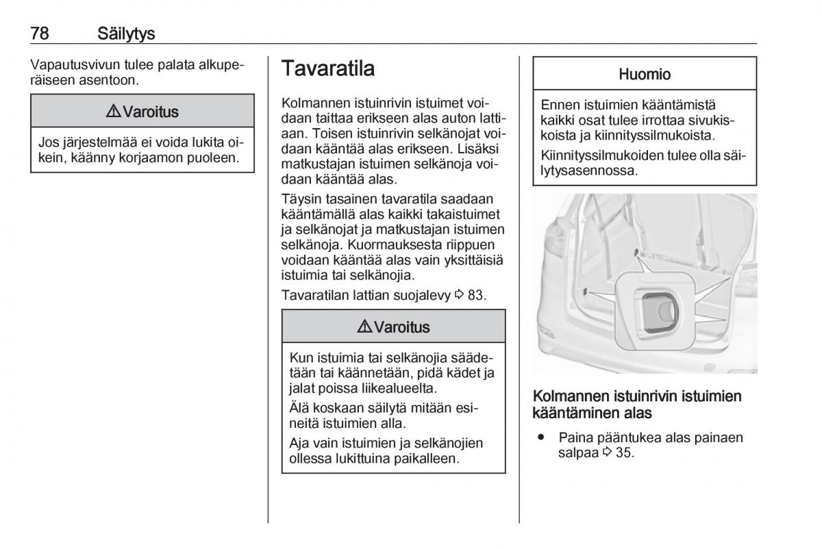 Opel Zafira C Tourer omistajan kasikirja / page 80