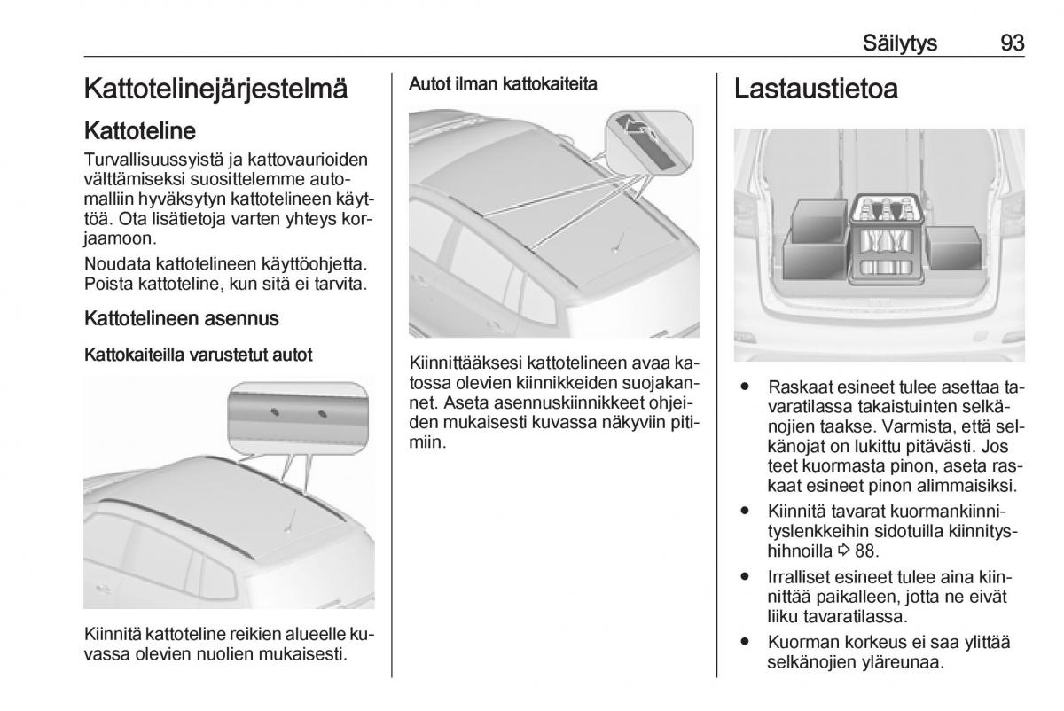 Opel Zafira C Tourer omistajan kasikirja / page 95