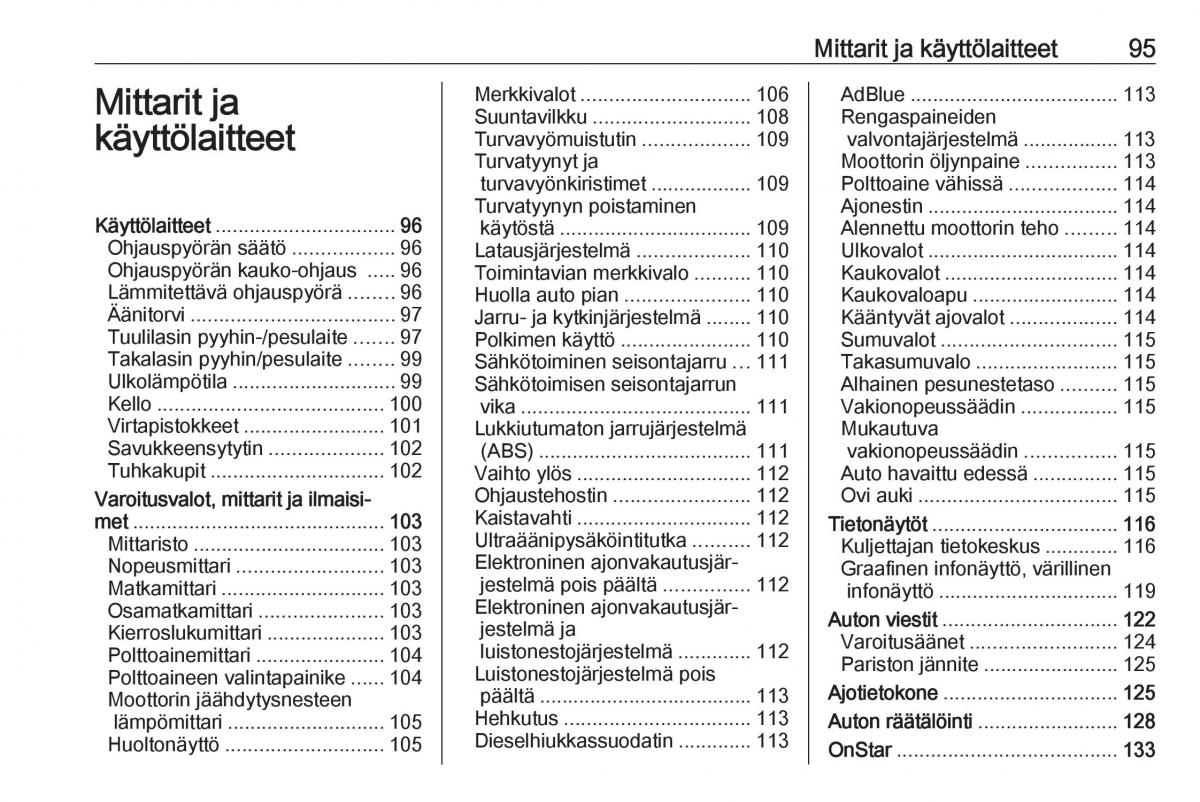 Opel Zafira C Tourer omistajan kasikirja / page 97