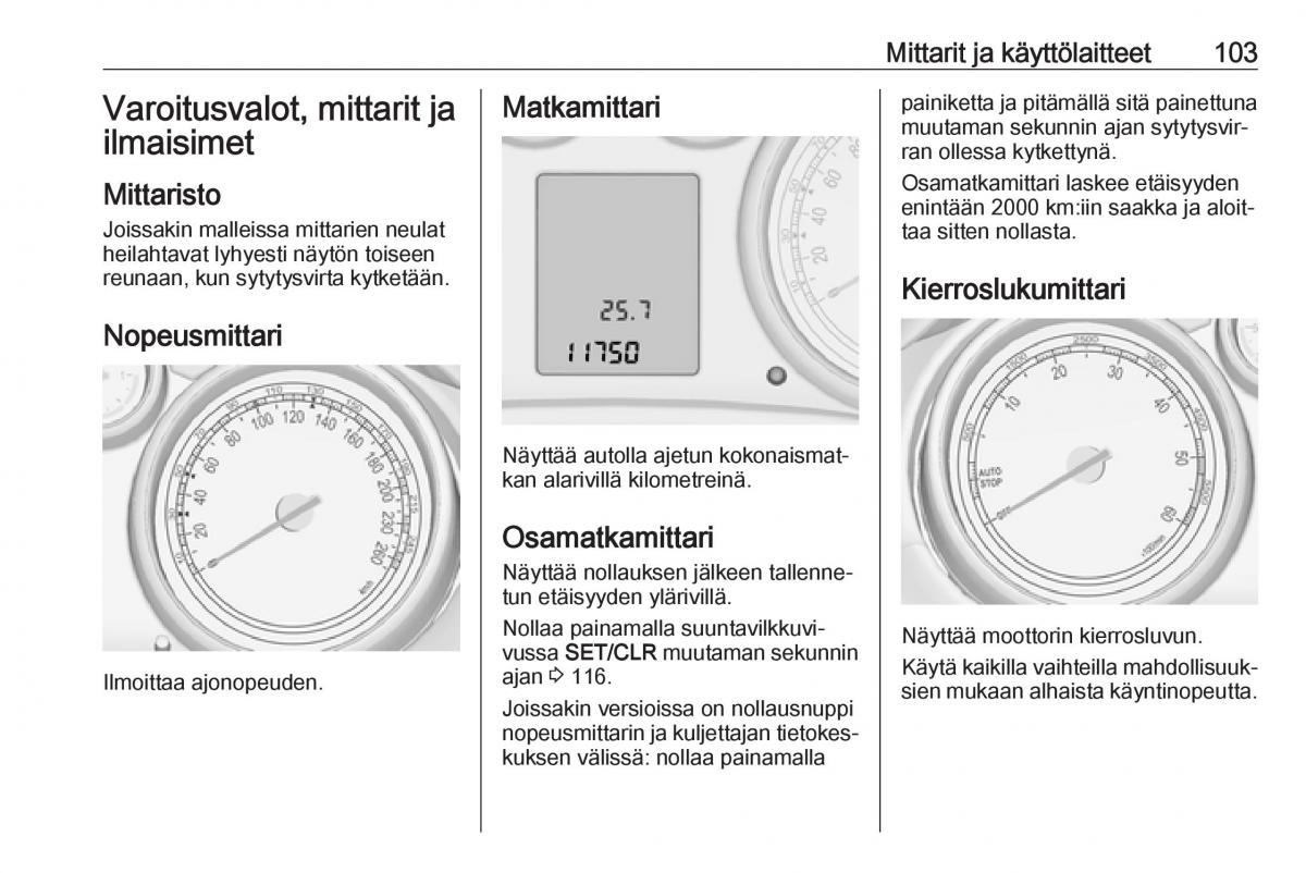 Opel Zafira C Tourer omistajan kasikirja / page 105