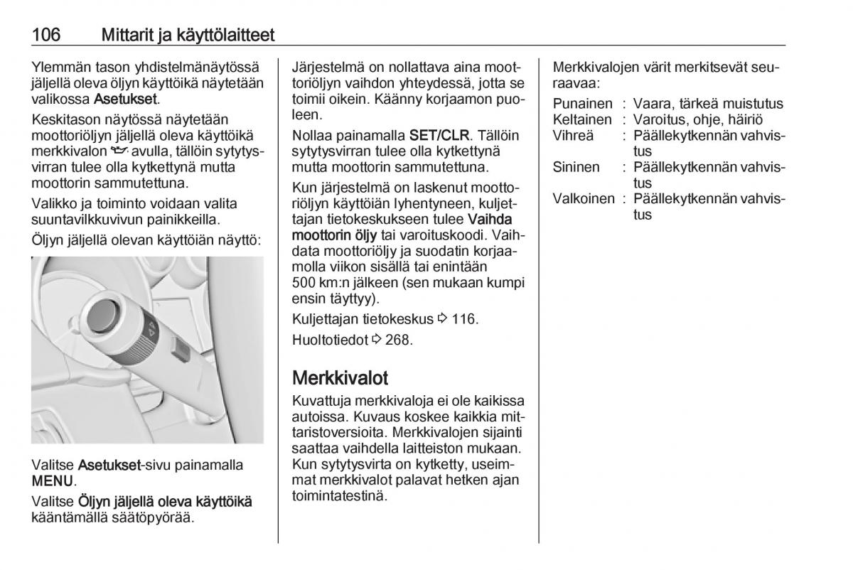 Opel Zafira C Tourer omistajan kasikirja / page 108