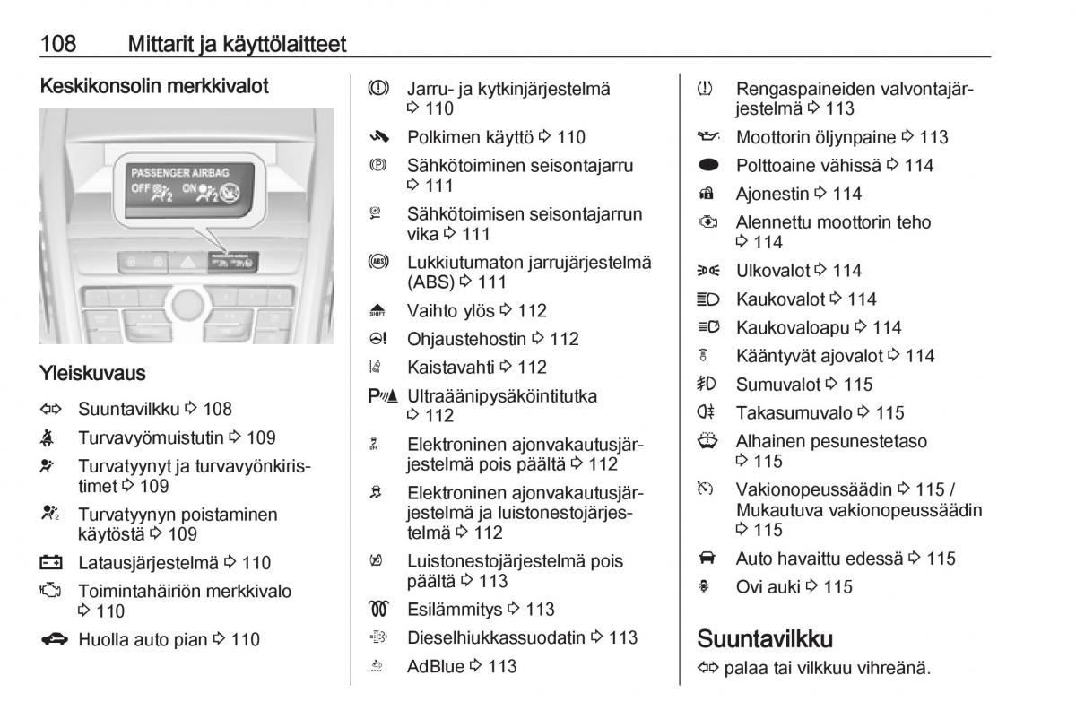 Opel Zafira C Tourer omistajan kasikirja / page 110