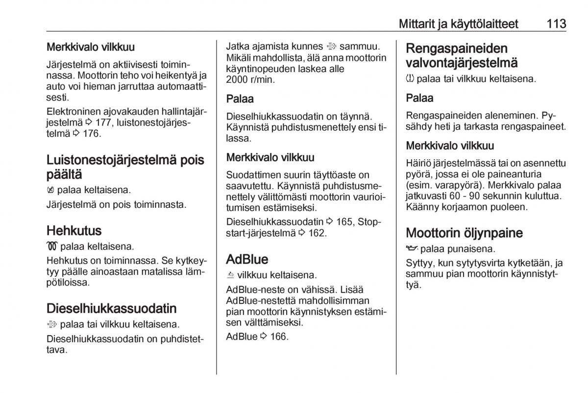 Opel Zafira C Tourer omistajan kasikirja / page 115