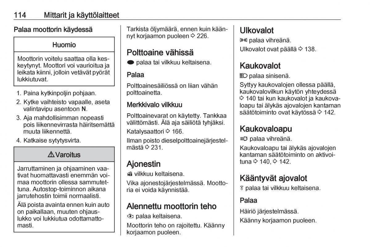 Opel Zafira C Tourer omistajan kasikirja / page 116