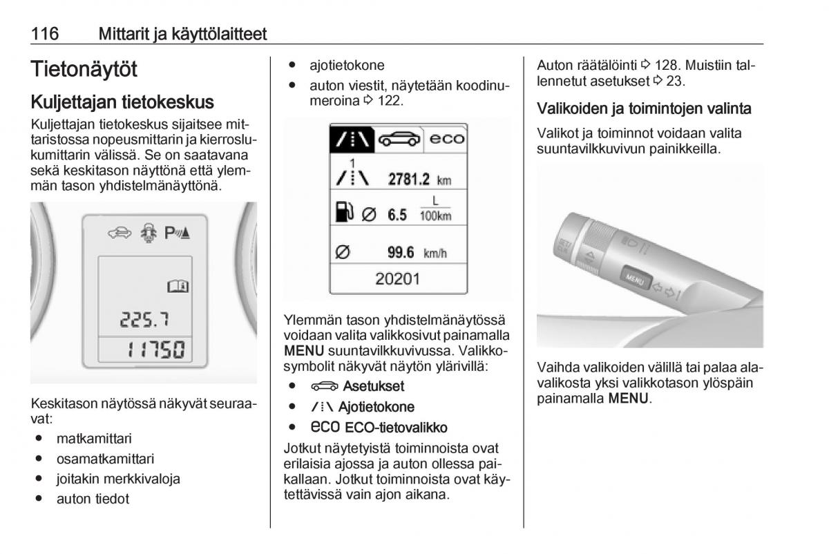 Opel Zafira C Tourer omistajan kasikirja / page 118