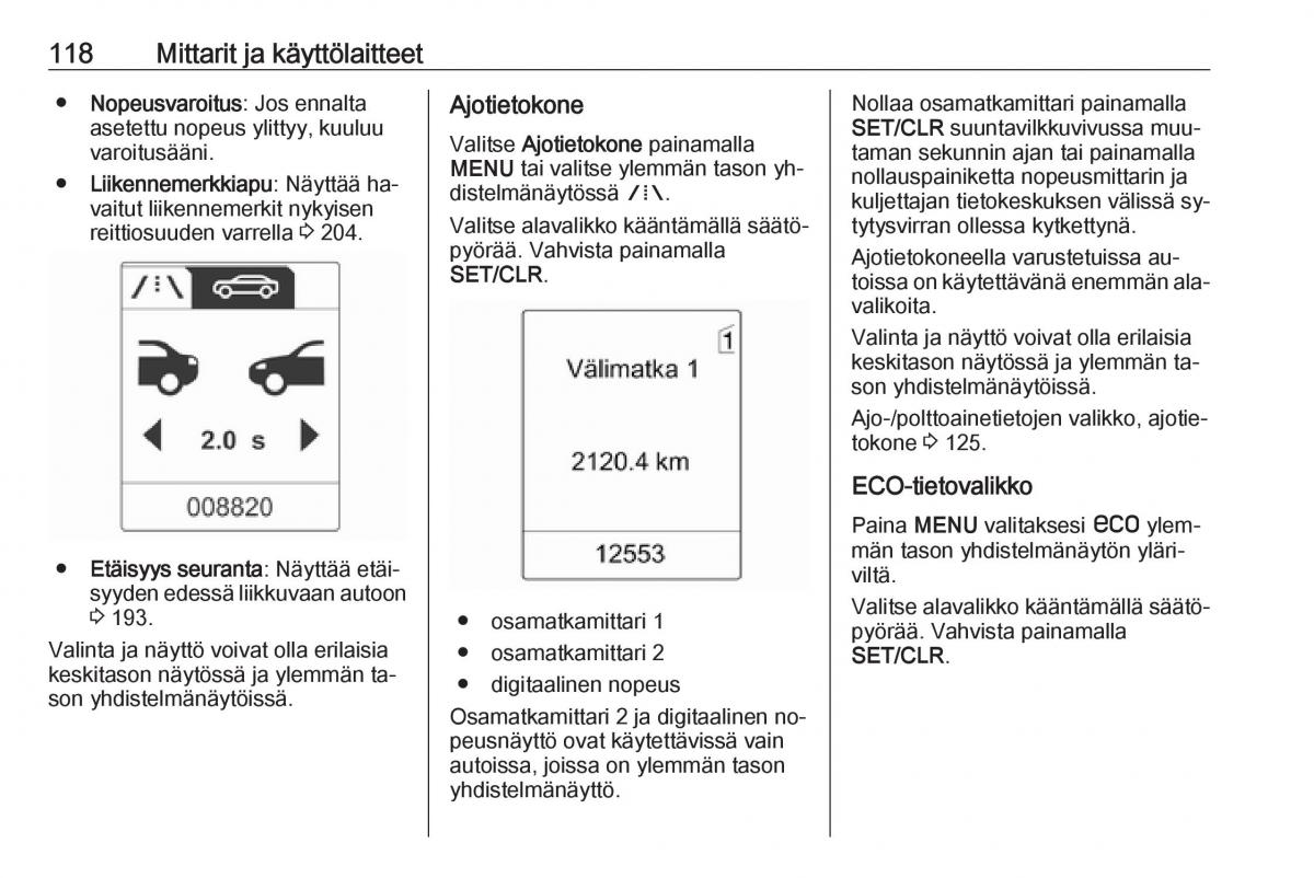 Opel Zafira C Tourer omistajan kasikirja / page 120