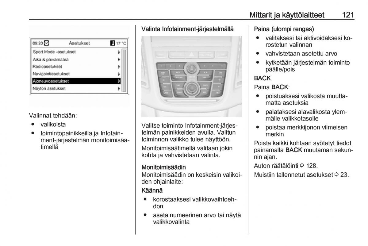 Opel Zafira C Tourer omistajan kasikirja / page 123