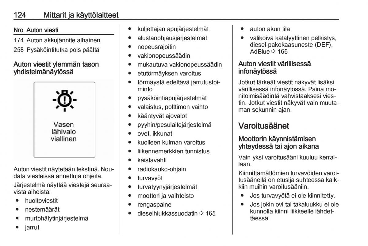 Opel Zafira C Tourer omistajan kasikirja / page 126