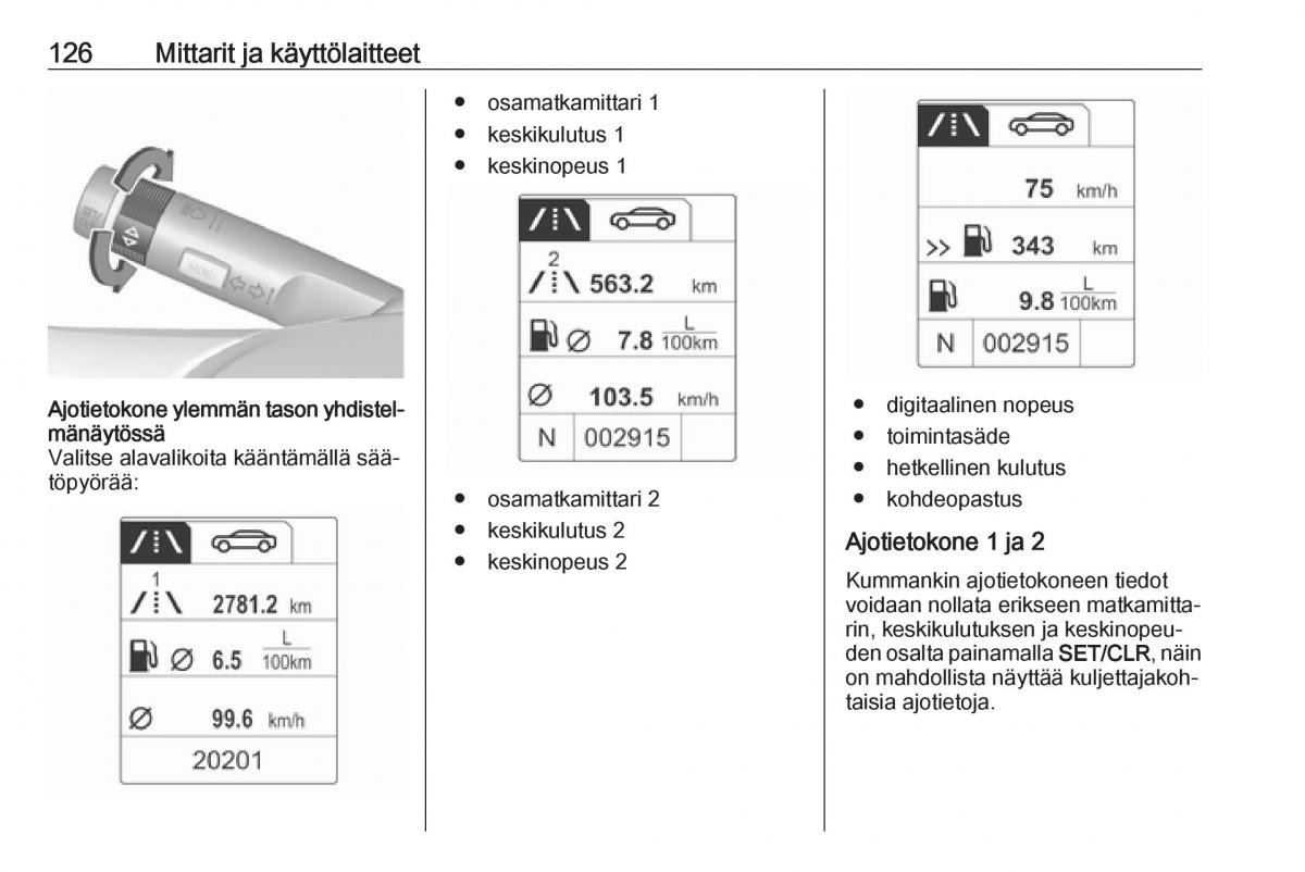 Opel Zafira C Tourer omistajan kasikirja / page 128