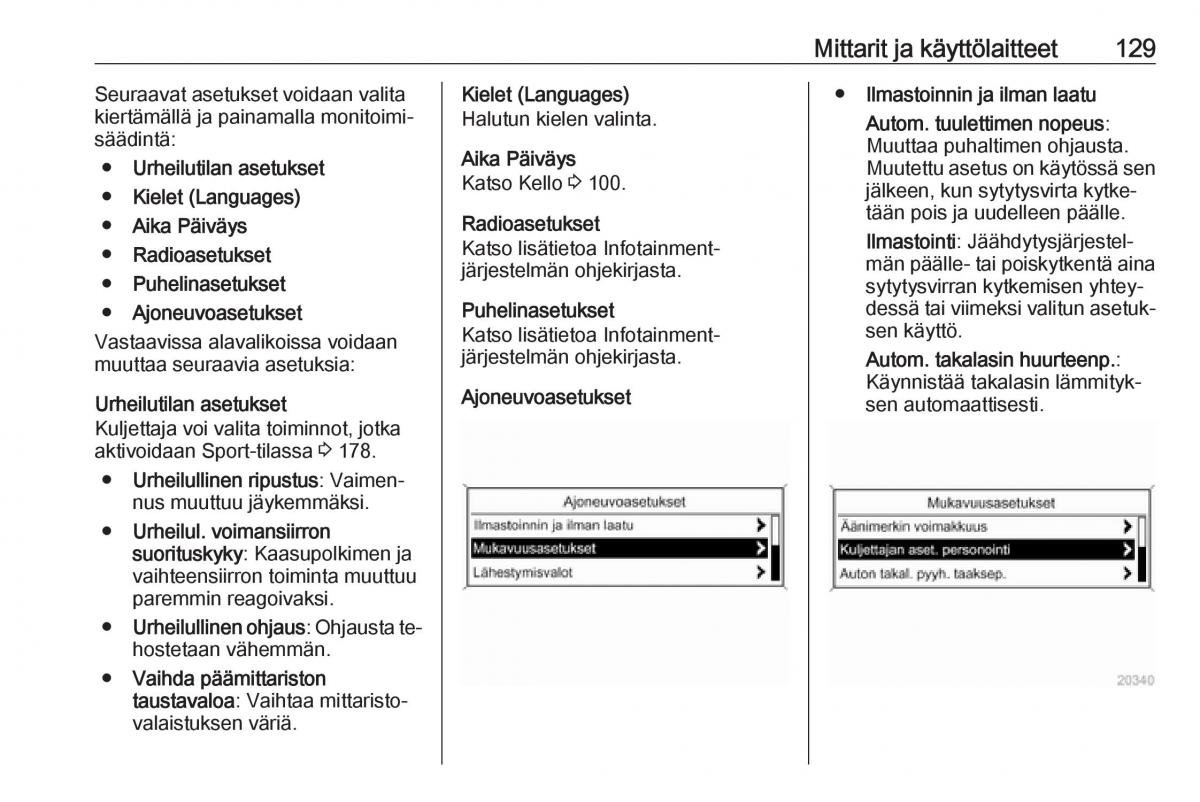 Opel Zafira C Tourer omistajan kasikirja / page 131