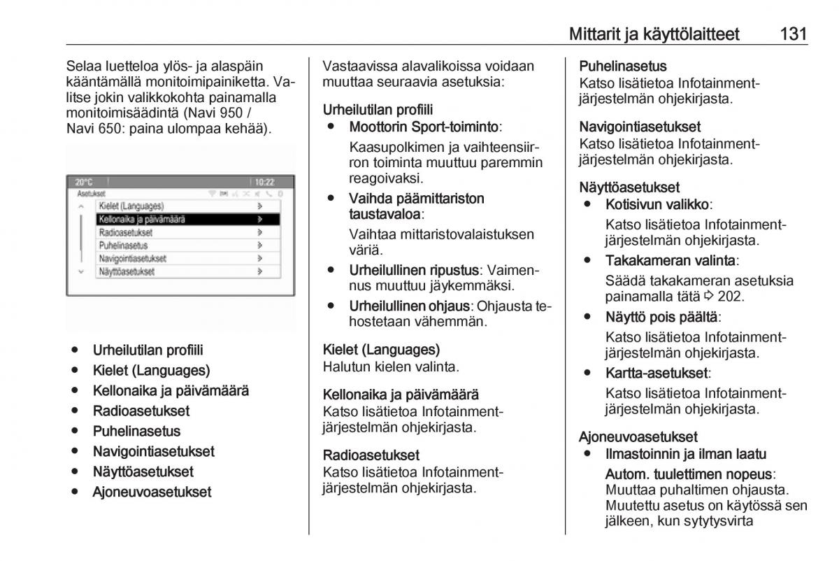 Opel Zafira C Tourer omistajan kasikirja / page 133