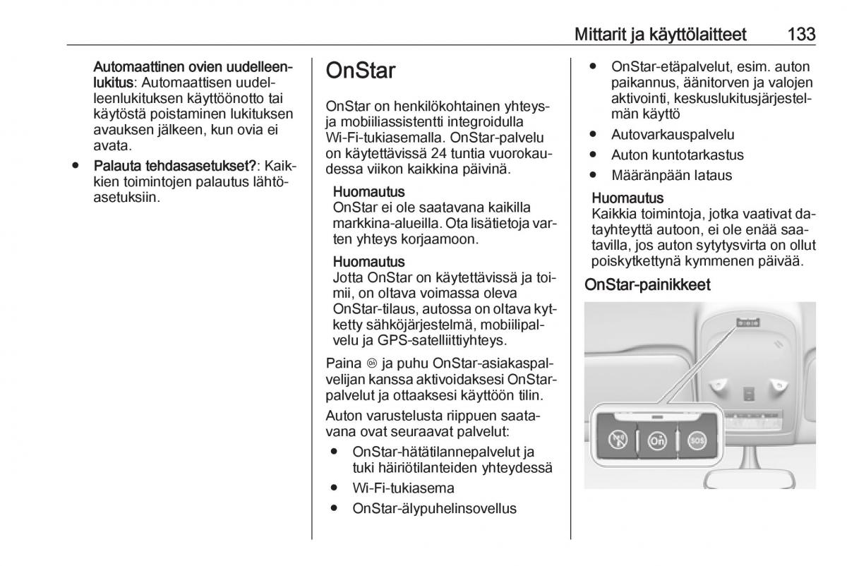 Opel Zafira C Tourer omistajan kasikirja / page 135