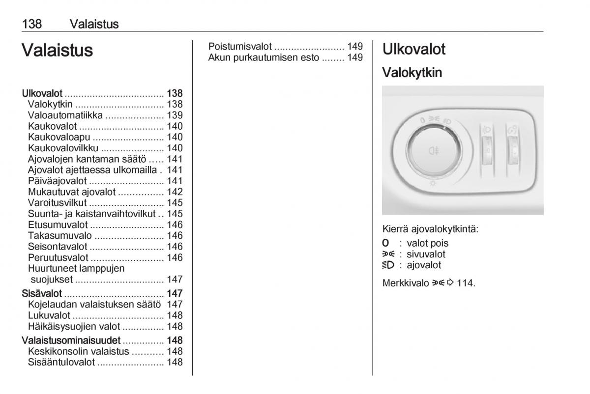 Opel Zafira C Tourer omistajan kasikirja / page 140