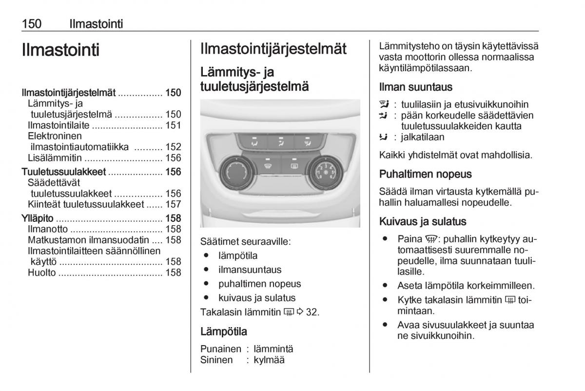 Opel Zafira C Tourer omistajan kasikirja / page 152