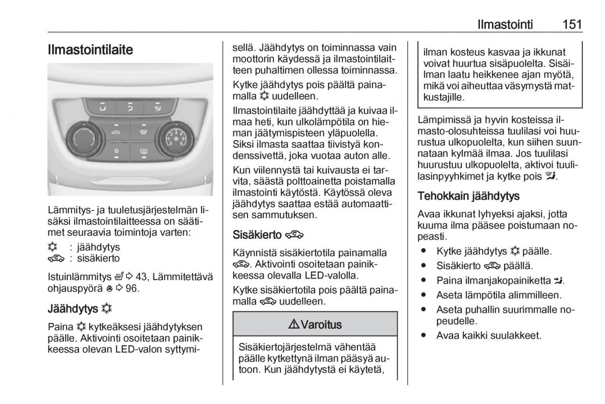 Opel Zafira C Tourer omistajan kasikirja / page 153