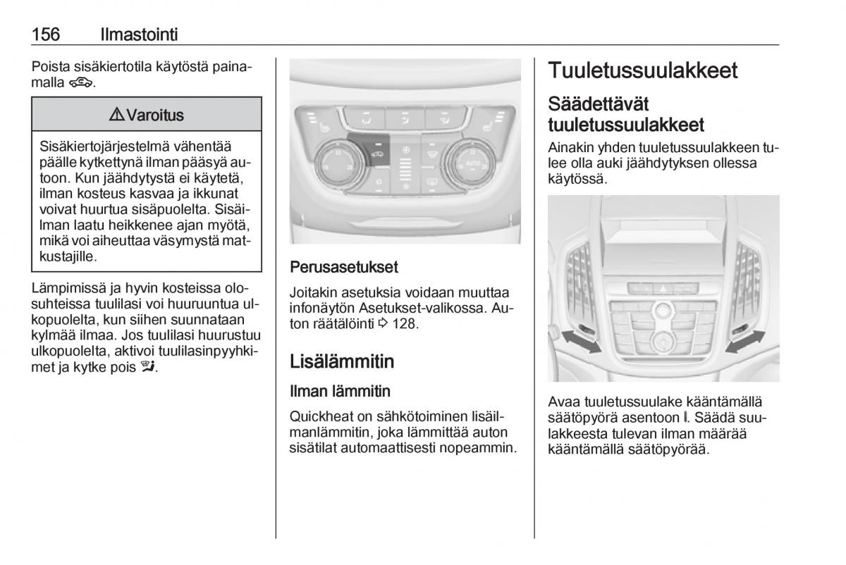 Opel Zafira C Tourer omistajan kasikirja / page 158