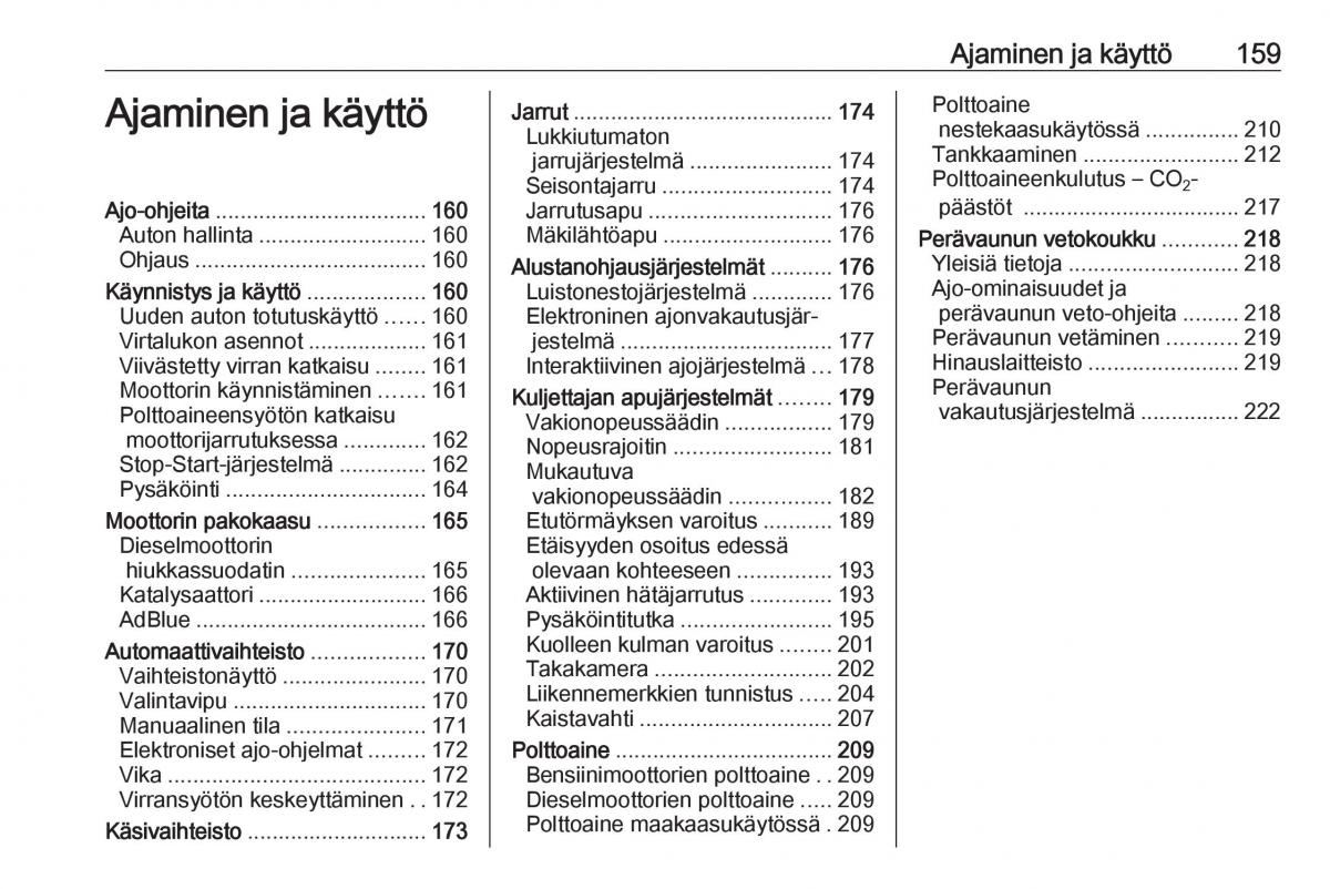 Opel Zafira C Tourer omistajan kasikirja / page 161