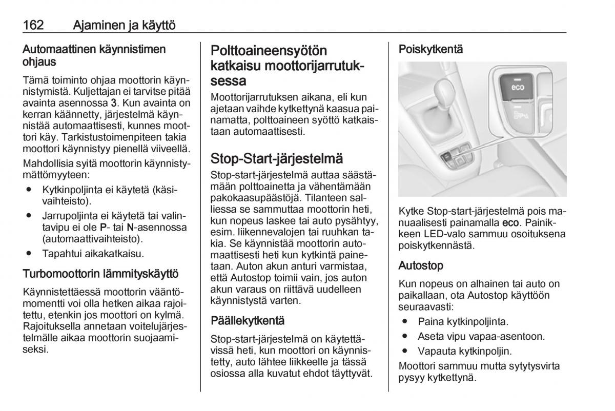 Opel Zafira C Tourer omistajan kasikirja / page 164