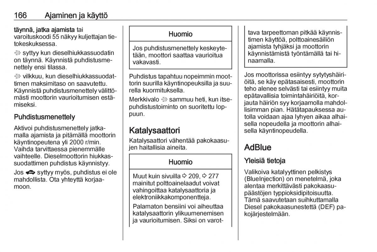 Opel Zafira C Tourer omistajan kasikirja / page 168